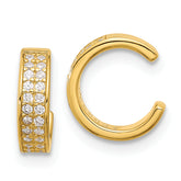 Sterling Silver Gold-tone Polished Two Row CZ Pair of 2 Cuff Earrings